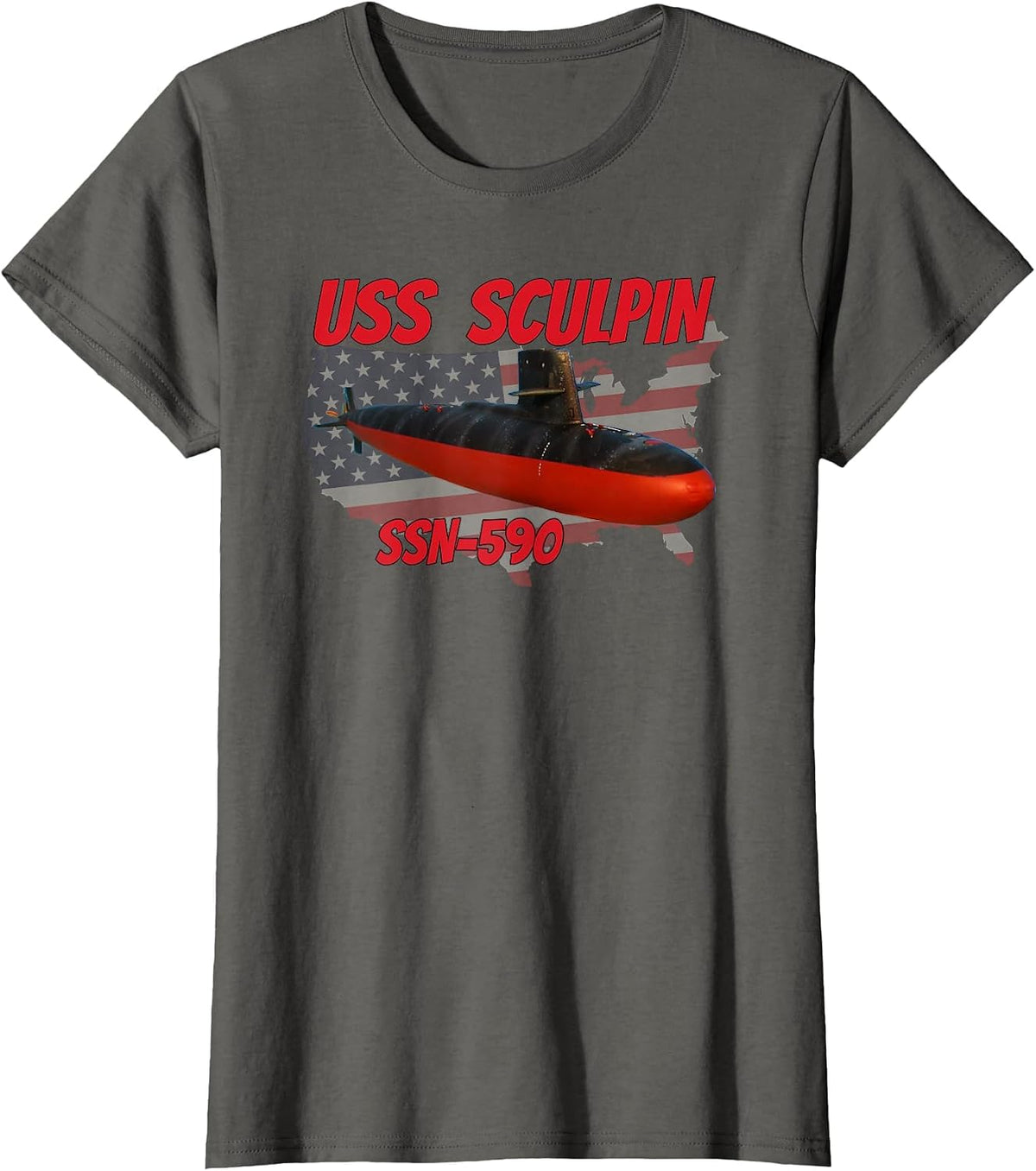 USS Sculpin SSN-590 Submarine Veterans Day Father Grandpa T-Shirt - Asphalt Grey