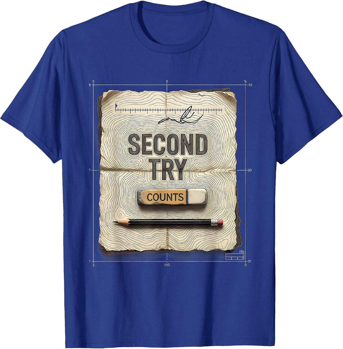 Second Try Counts Growth Mindset Teacher Classroom T-Shirt - Royal Blue