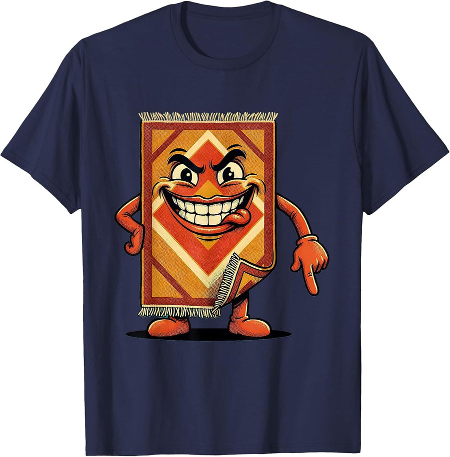 Loose Rug Corner Fall Prevention Awareness Design T-Shirt - Navy Blue