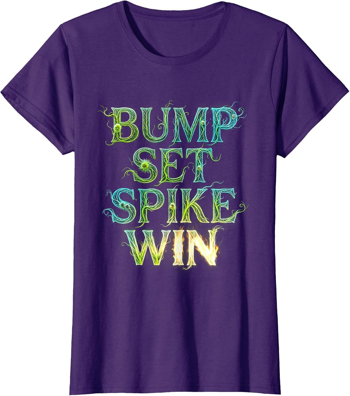 Women's Bump Set Spike Win Volleyball Design T-Shirt - Purple