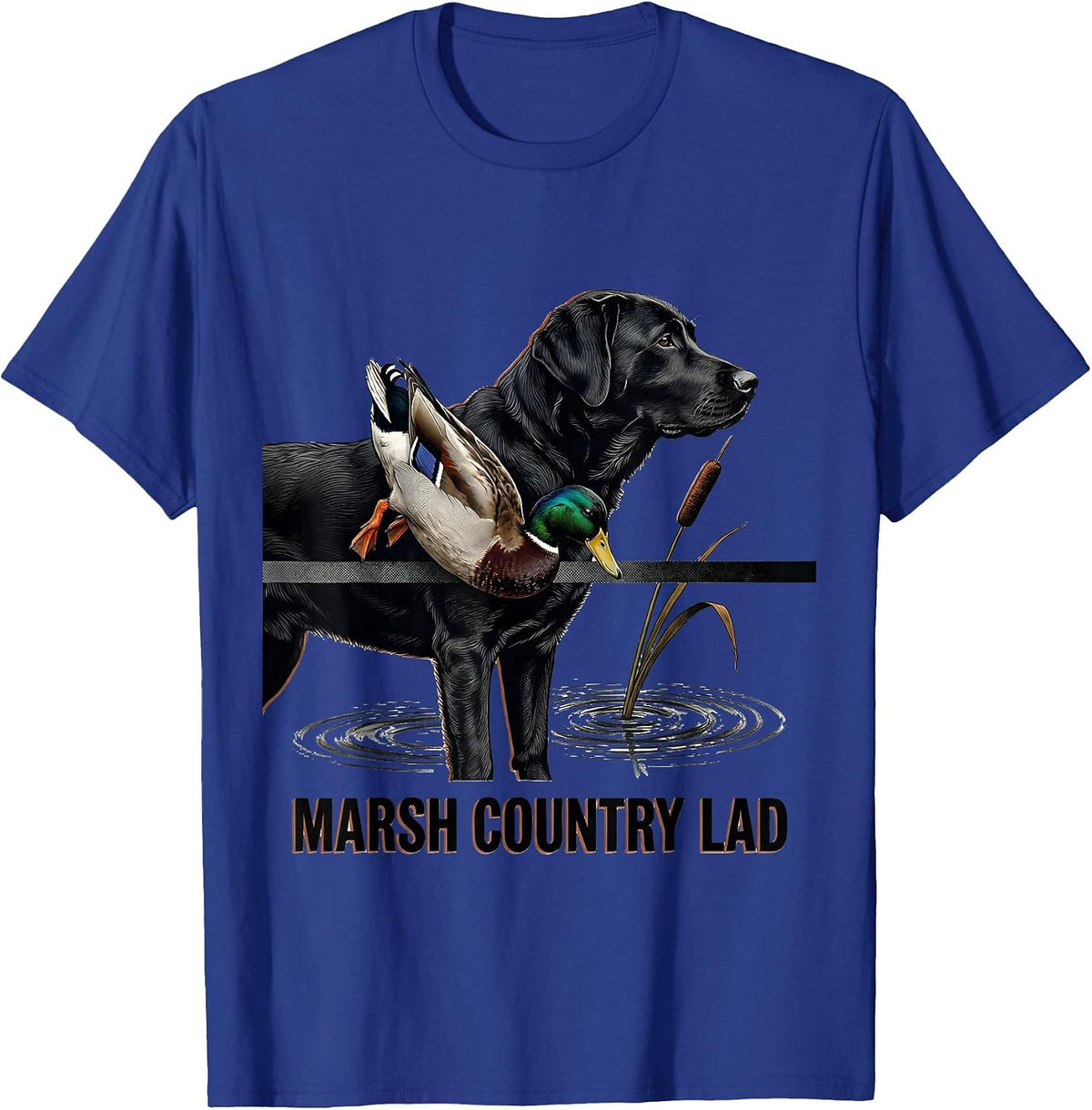 Marsh Country Lad Rustic Southern Hunting Labrador Duck T-Shirt - Royal Blue
