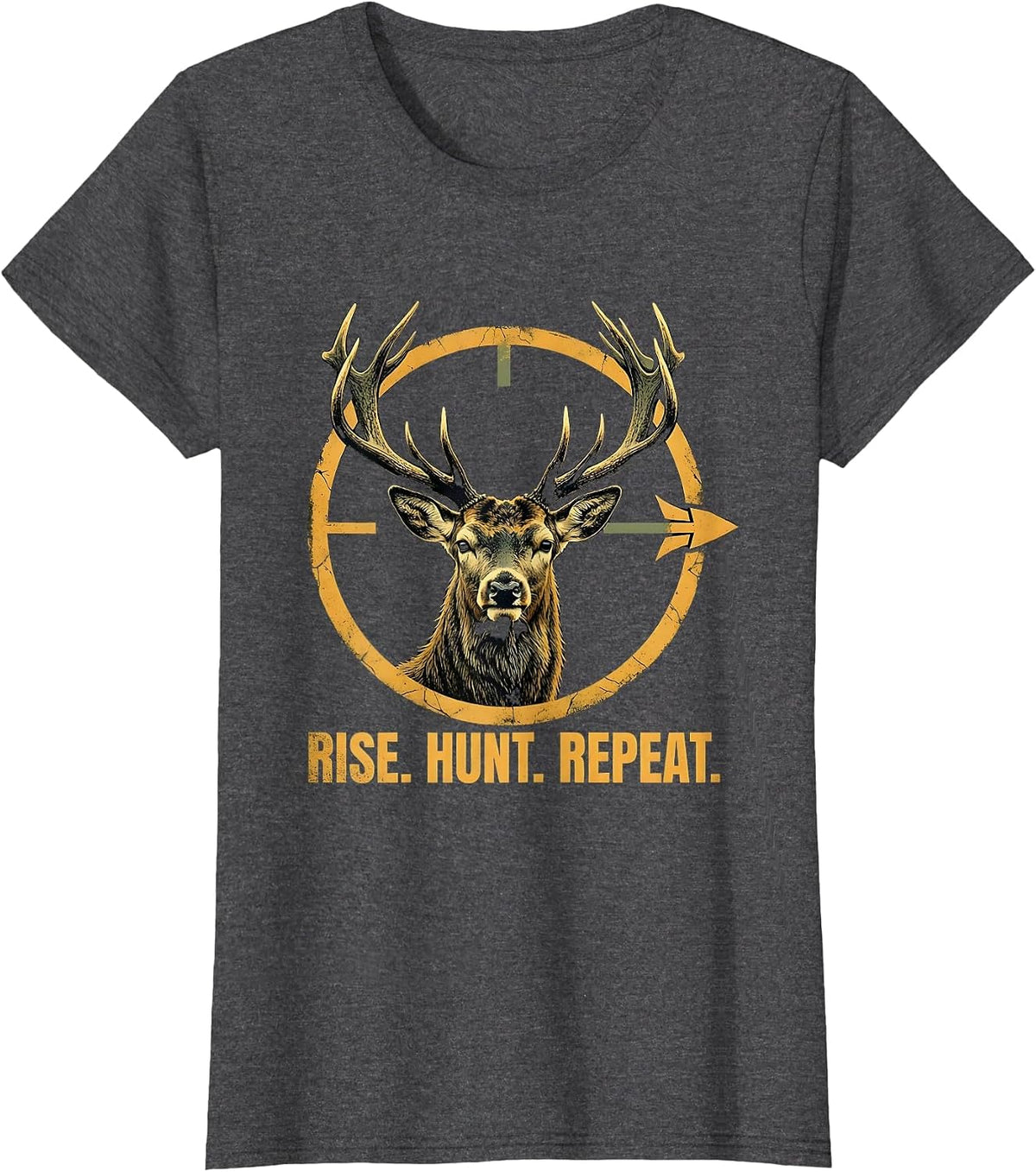 Women's Rise Hunt Repeat Hunting Lifestyle Design T-Shirt - Dark Heather Grey