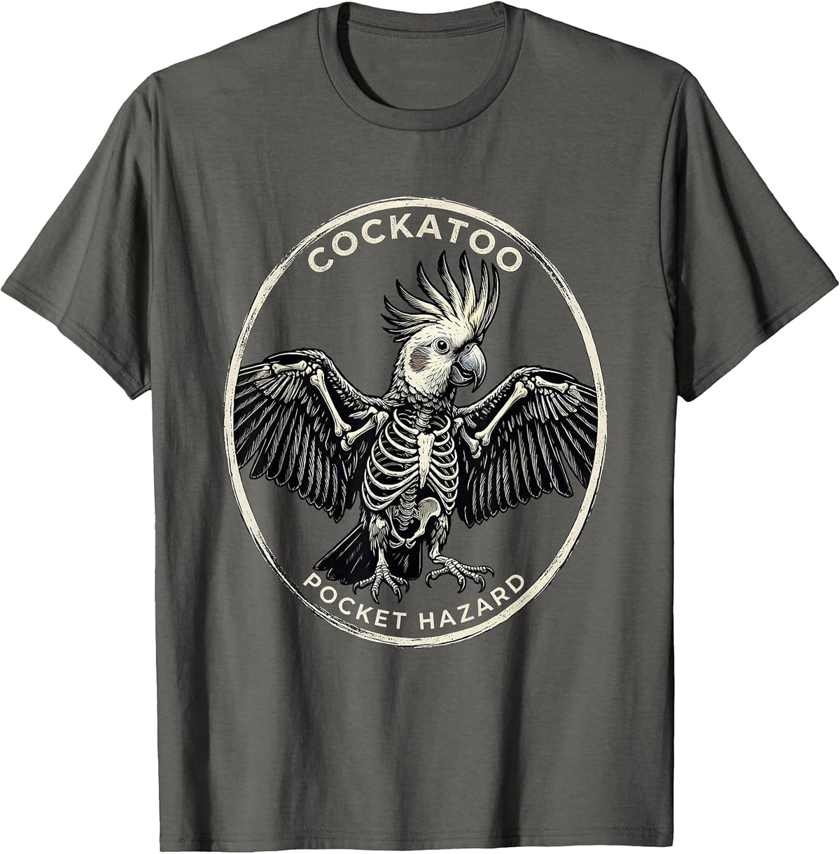 Men's Cockatoo Pocket Hazard Funny Cockatiel Bird Lover Gift T-Shirt - Asphalt Grey