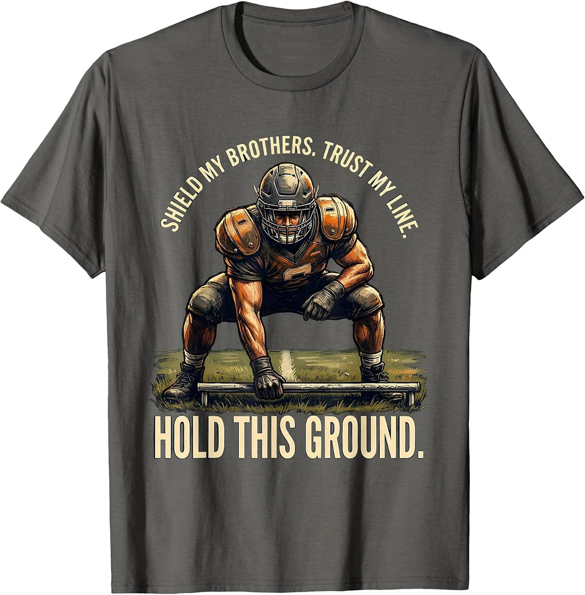 Shield My Brothers Trust My Line Hold This Ground Lineman T-Shirt - Asphalt Grey