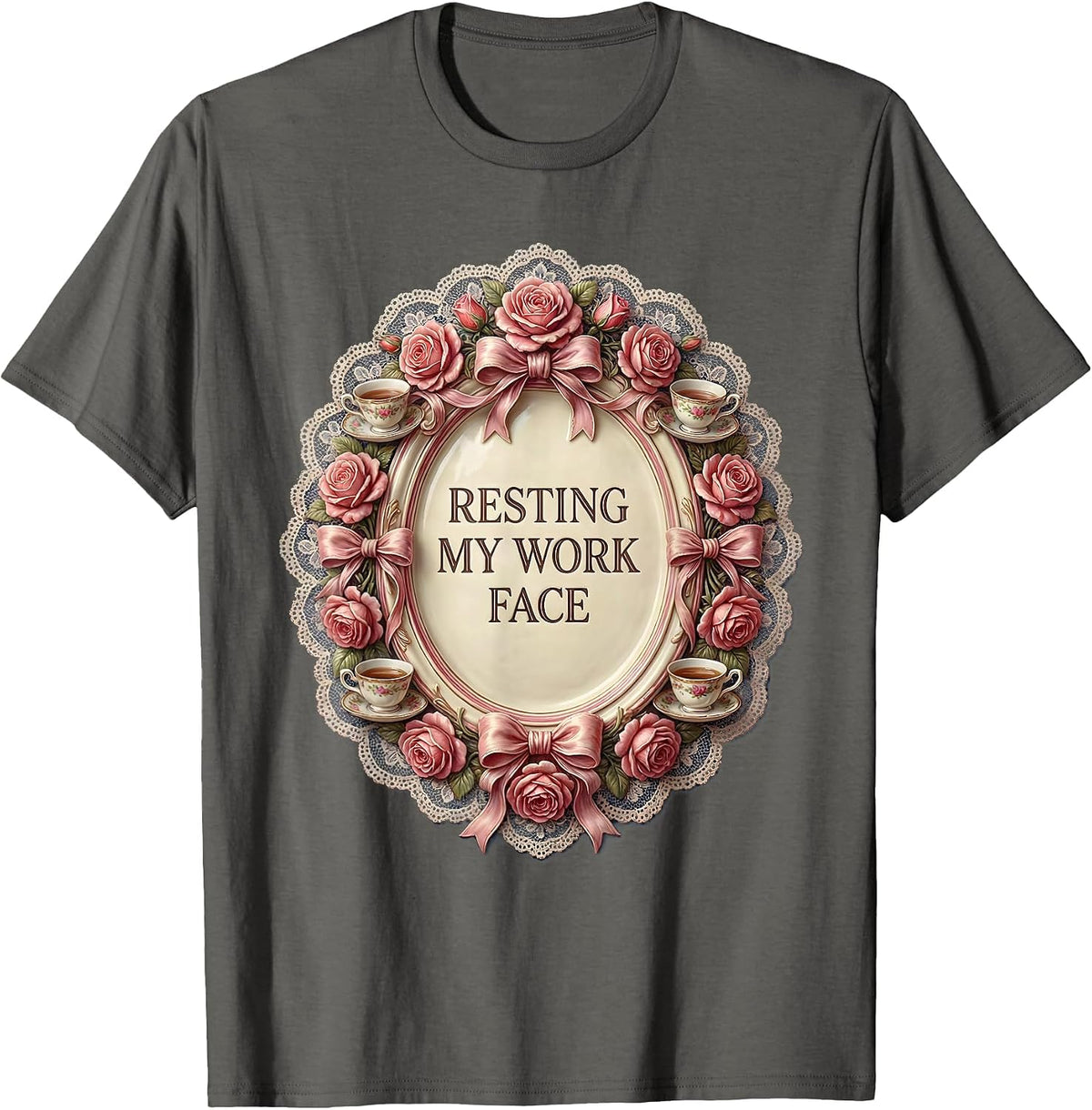 Men's Resting My Work Face Labor Day Sarcasm Design T-Shirt - Asphalt Grey