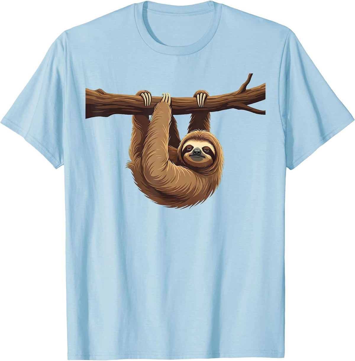 Unimpressed Sloth Hanging From a Branch T-Shirt - Baby Blue