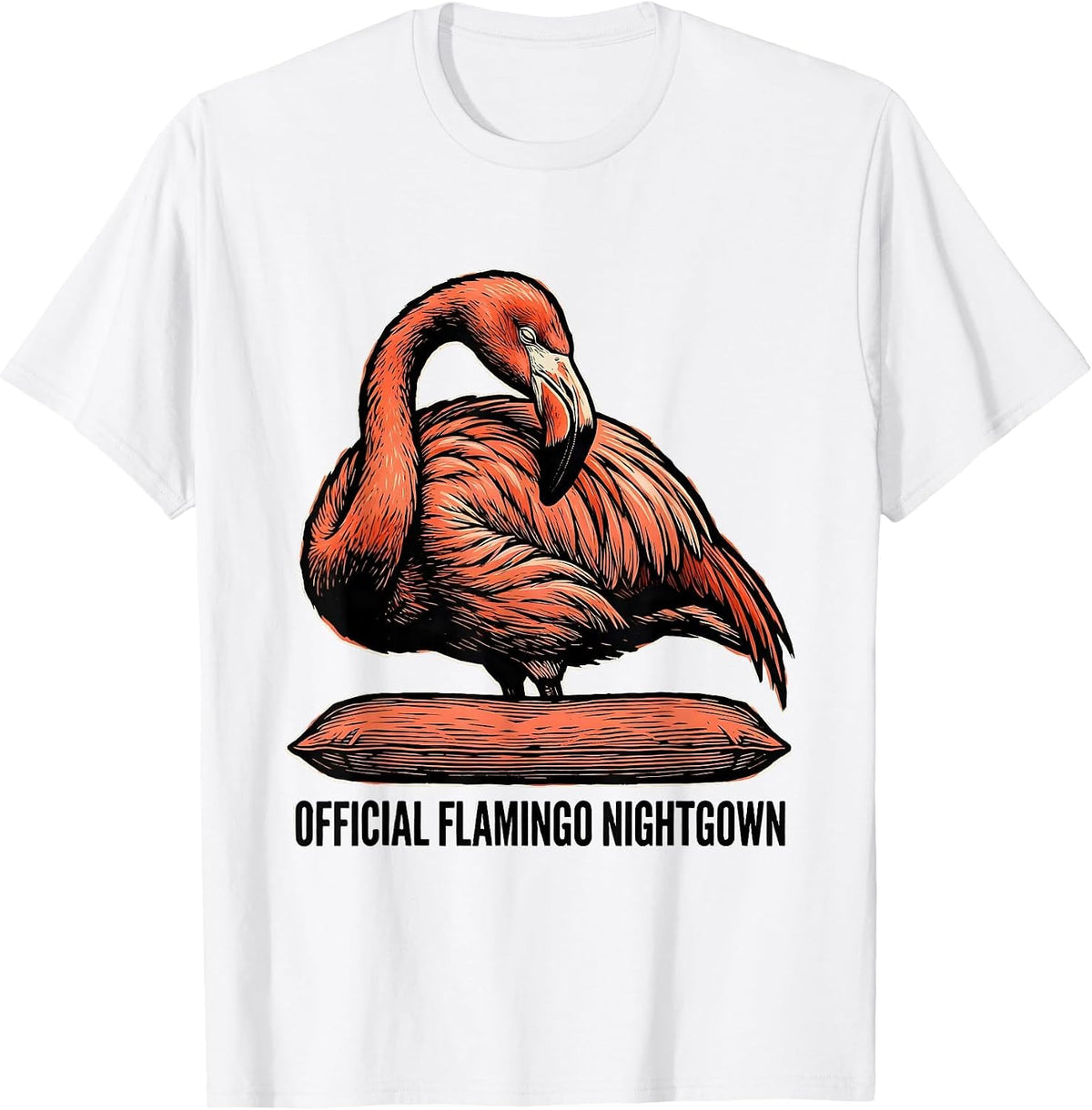 Men's Official Flamingo Nightgown Animal Sleepshirt Pajama Humor T-Shirt - White