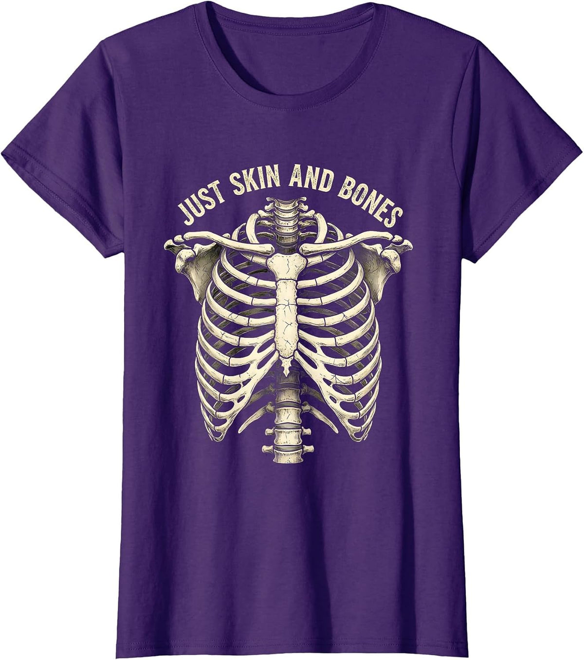 Women's Just Skin and Bones Dark Graphic Design T-Shirt - Purple
