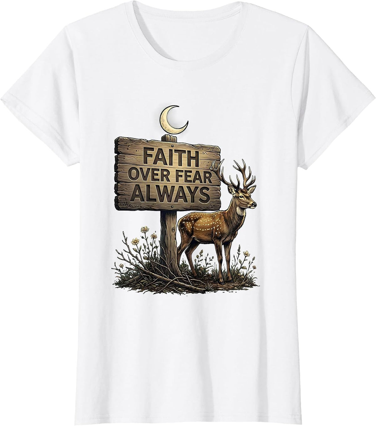 Faith Over Fear Always Faith Family Freedom Design T-Shirt - White