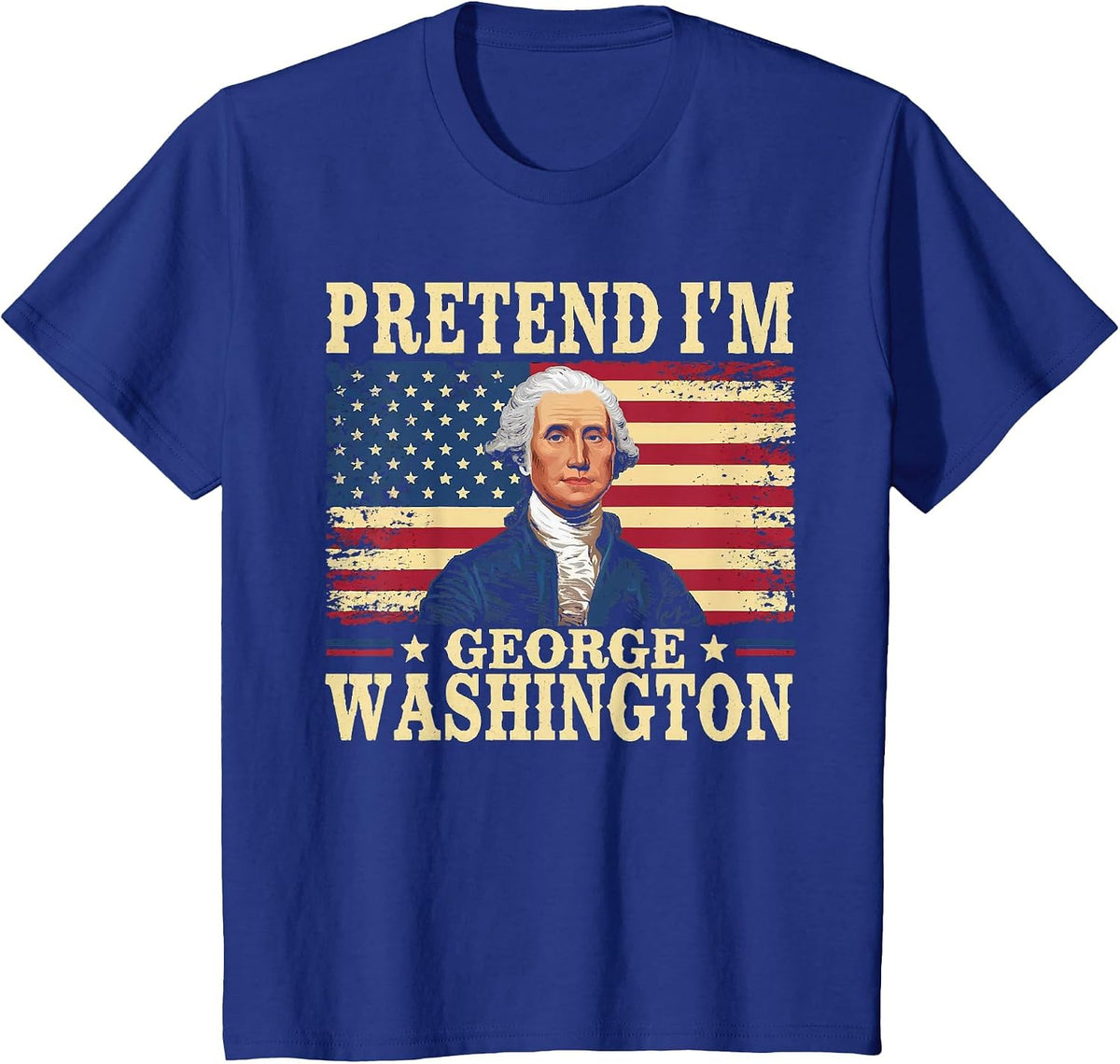 Pretend I'm George Washington Vintage Halloween Costume T-Shirt - Royal Blue