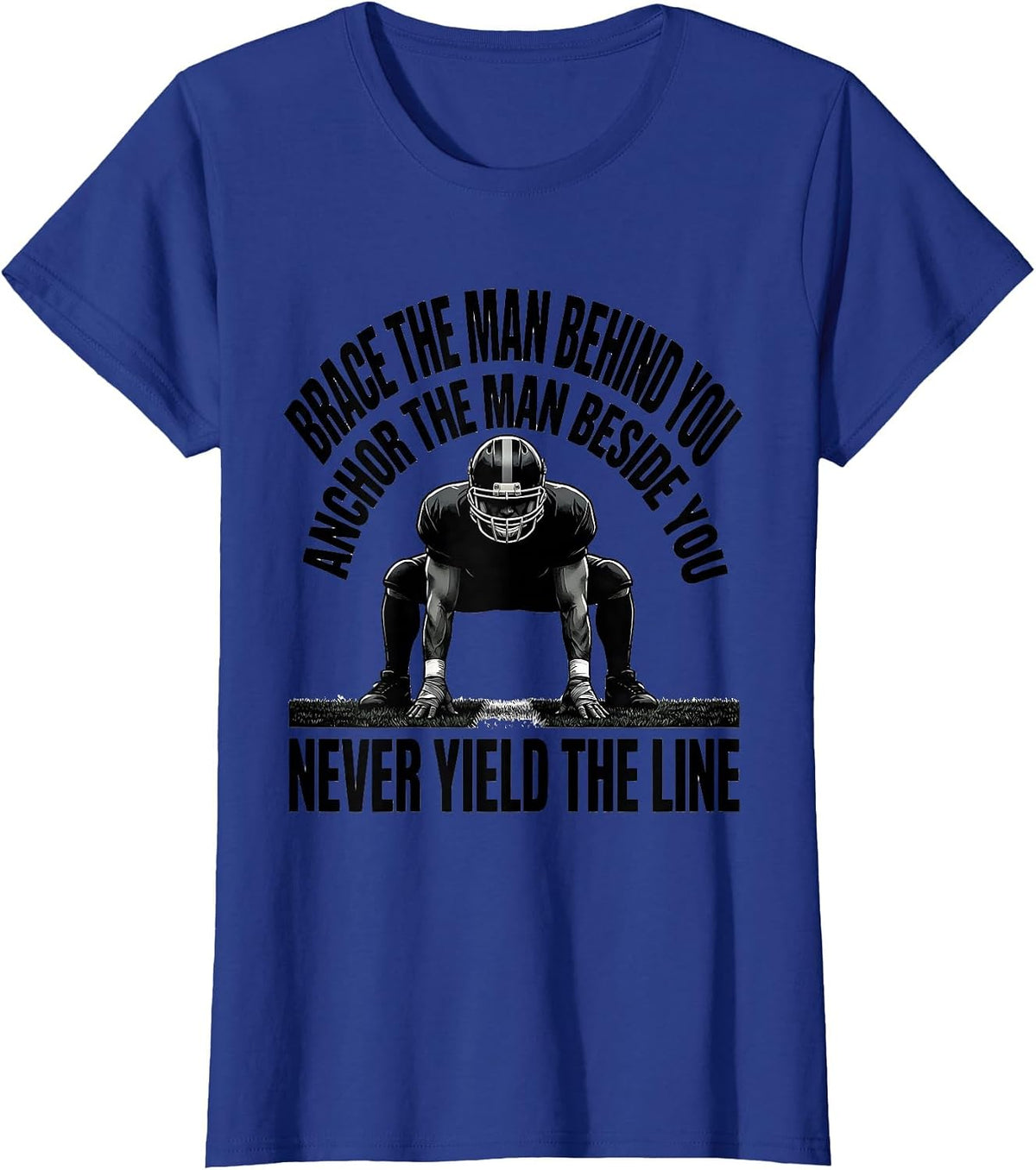 Women's Brace The Man Behind You Football Lineman Humor T-Shirt - Royal Blue