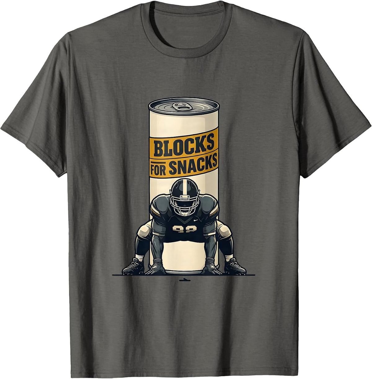 Men's Blocks For Snacks Funny Football Lineman Humor T-Shirt - Asphalt Grey