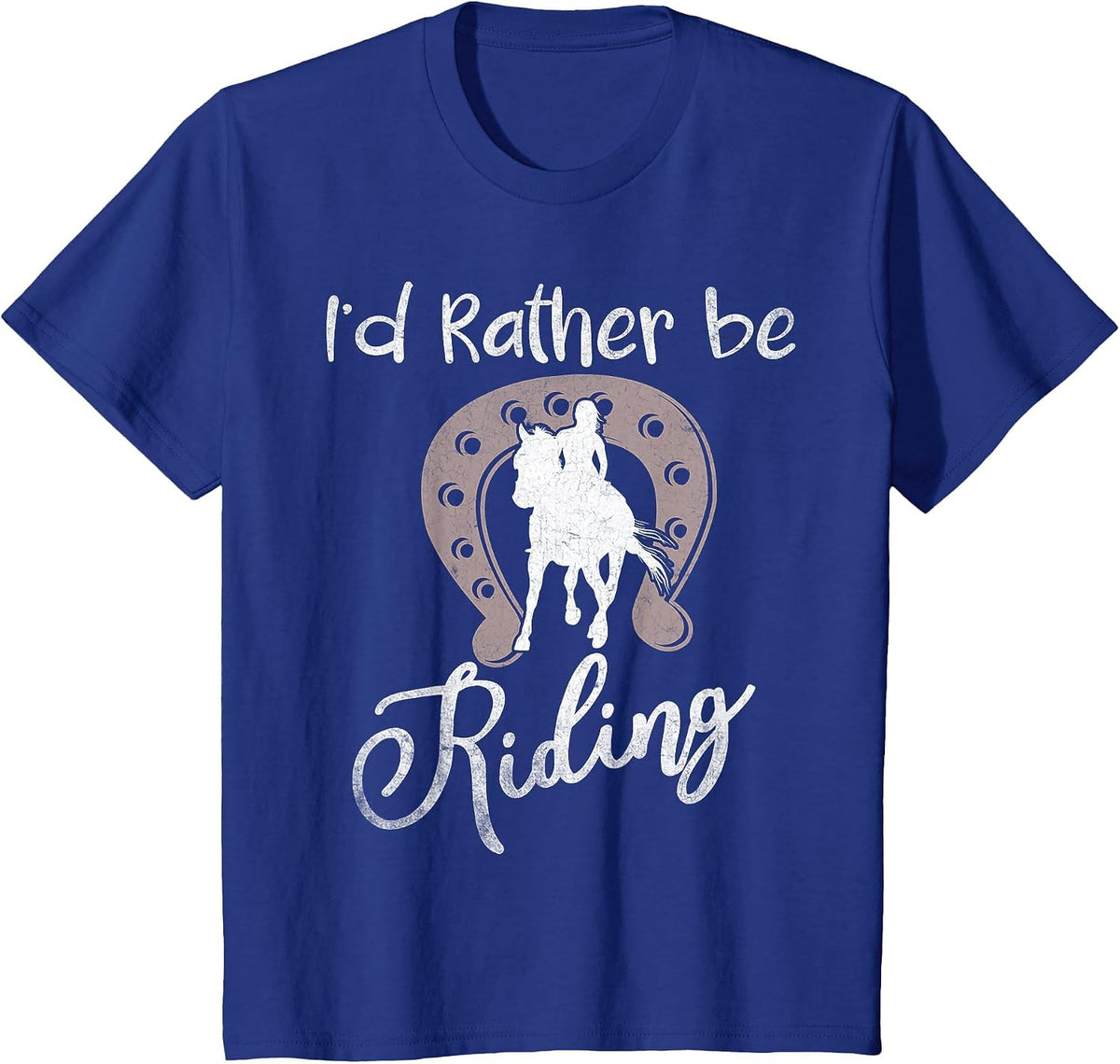 Horse Shirts for Women Girls I'd Rather Be Riding Horseback T-Shirt - Royal Blue