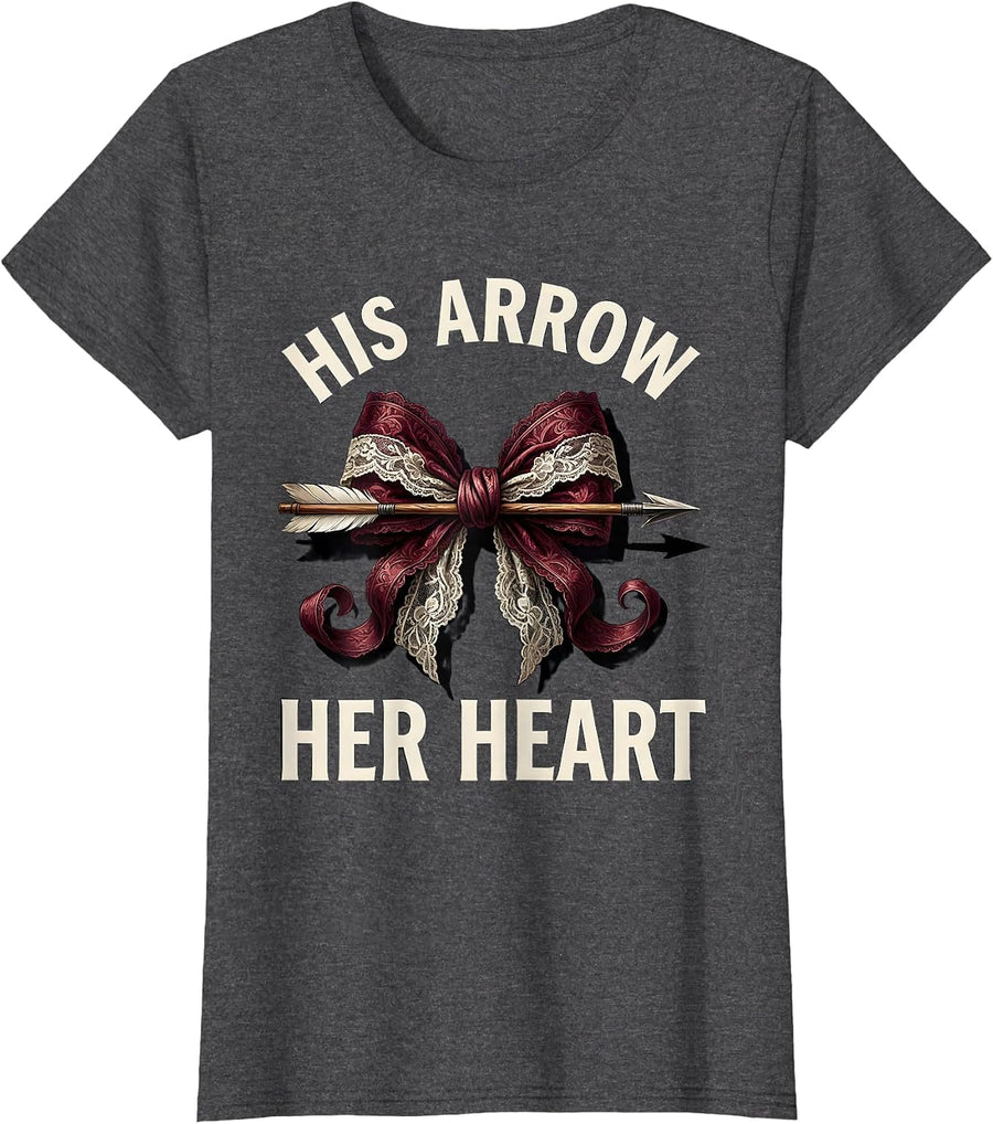Women's Halloween Couples Bow and Arrow Archery Design T-Shirt - Dark Heather Grey