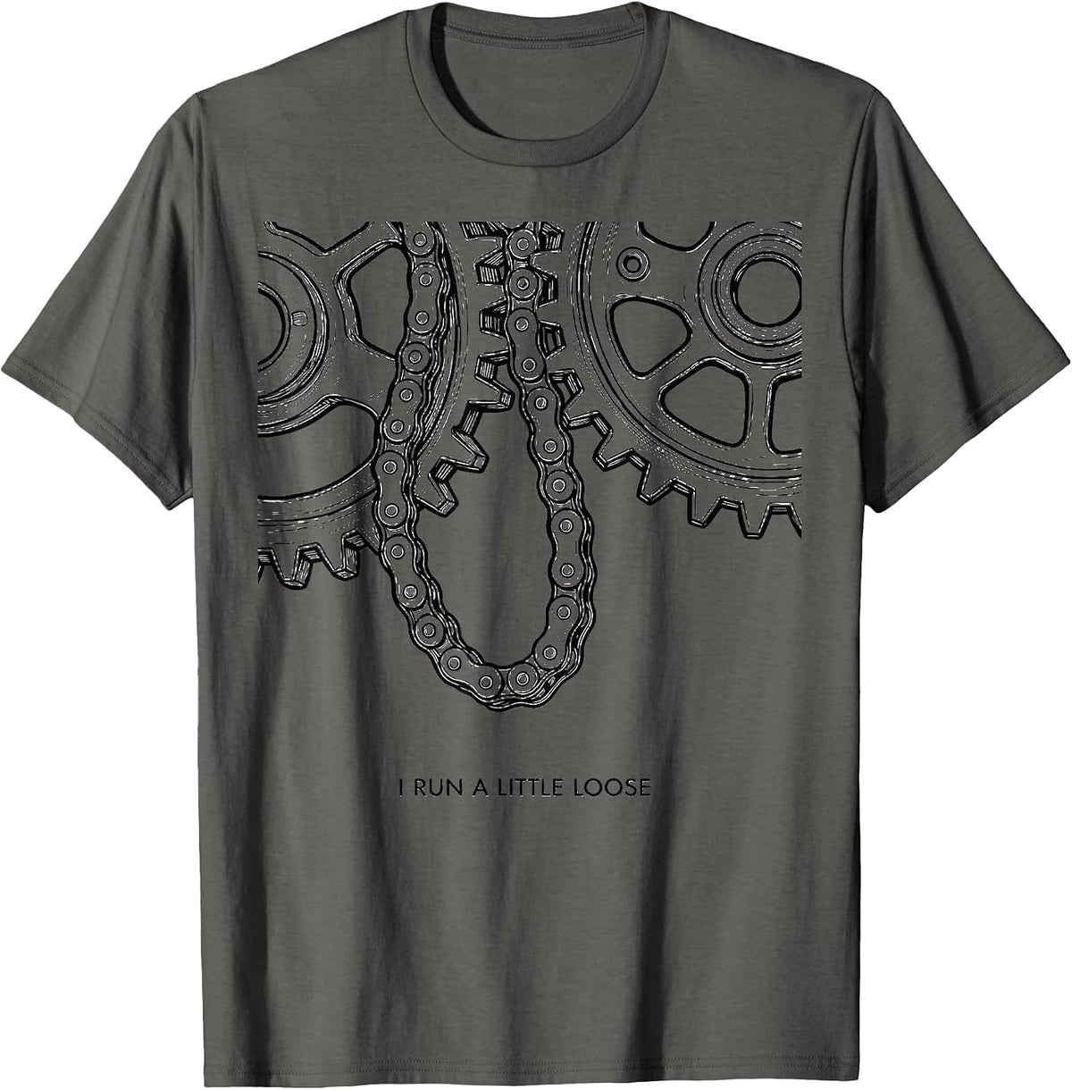 Men's I Run A Little Loose Funny Mechanic Car Engine Humor T-Shirt - Asphalt Grey