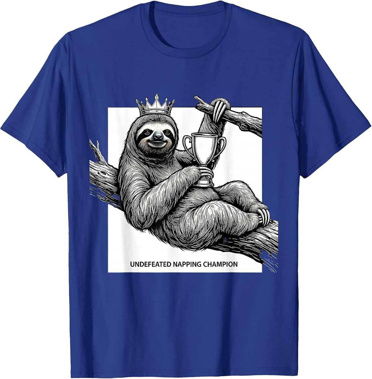 Men's Undefeated Napping Champion Funny Sloth Lover Novelty Humor T-Shirt - Royal Blue