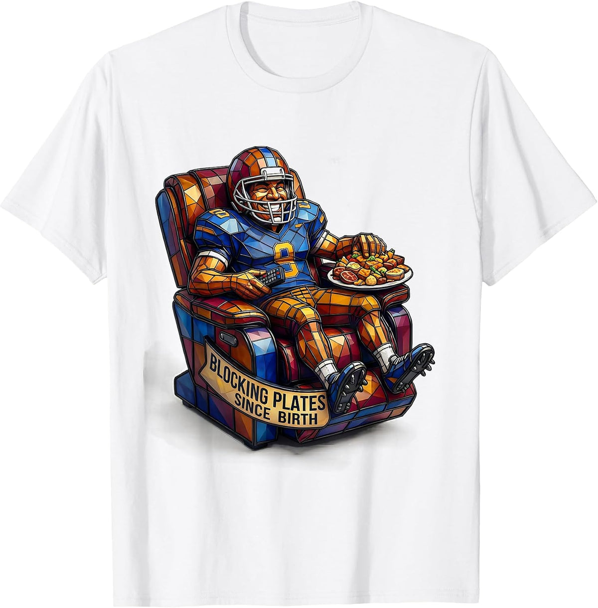 Men's Offensive Lineman at the Buffet Football Design T-Shirt - White