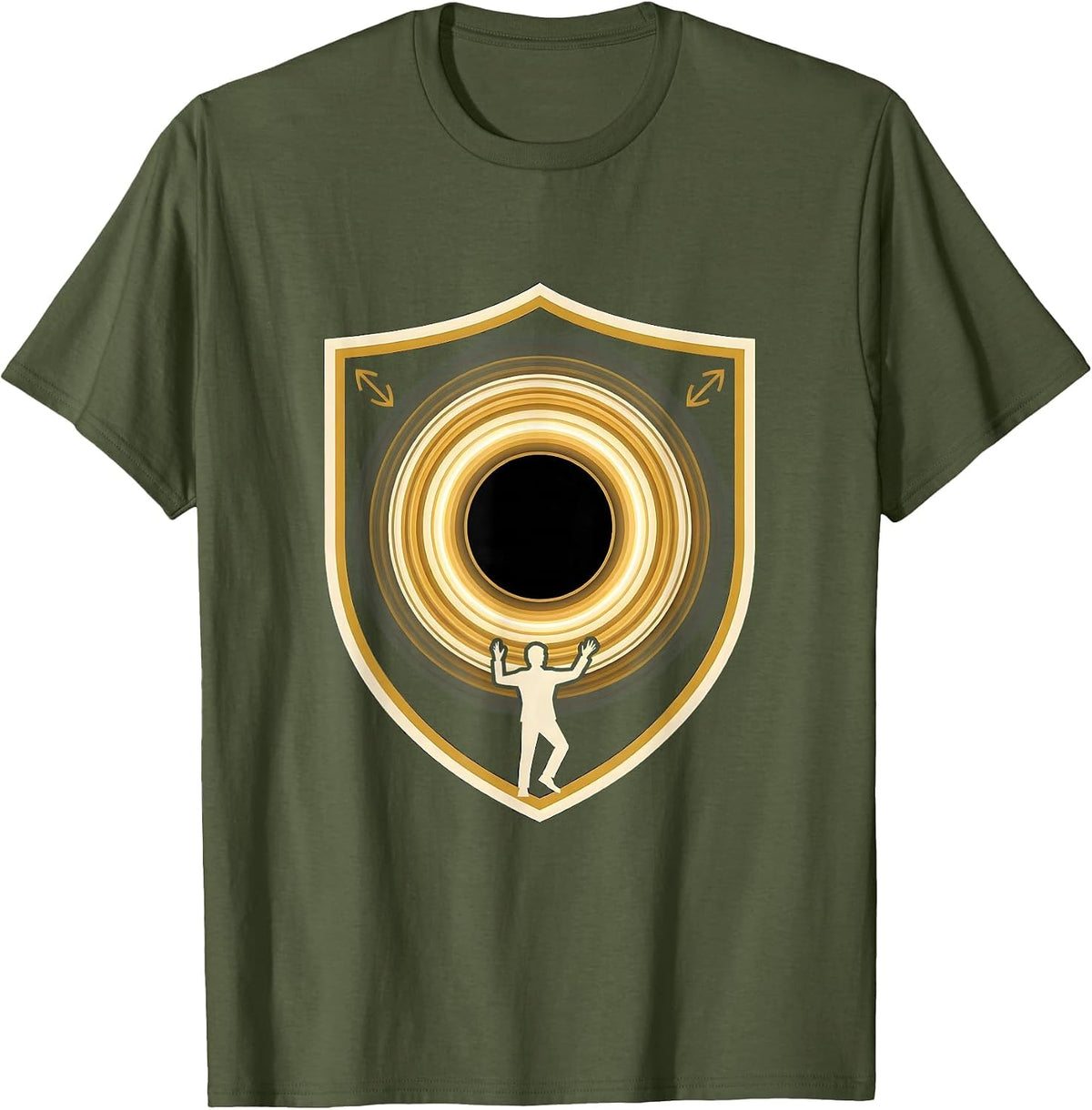 Men's Black Hole Crest Astrophysics Enthusiast Science Graphic T-Shirt - Olive Green