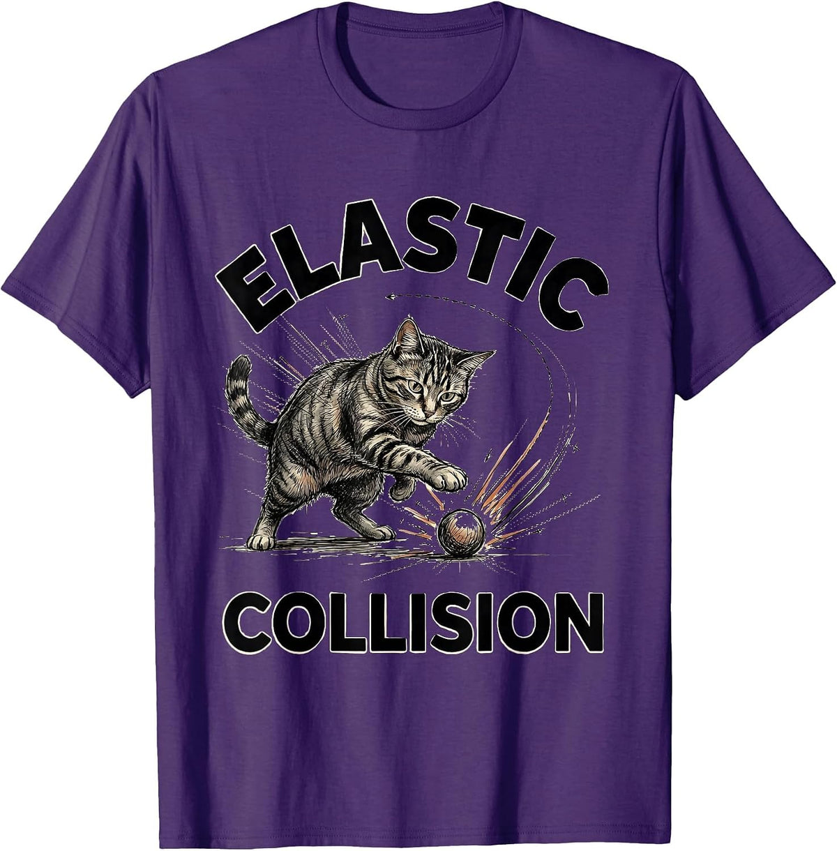 Elastic Collision Funny Cat Physics Humor Design For Cat T-Shirt - Purple
