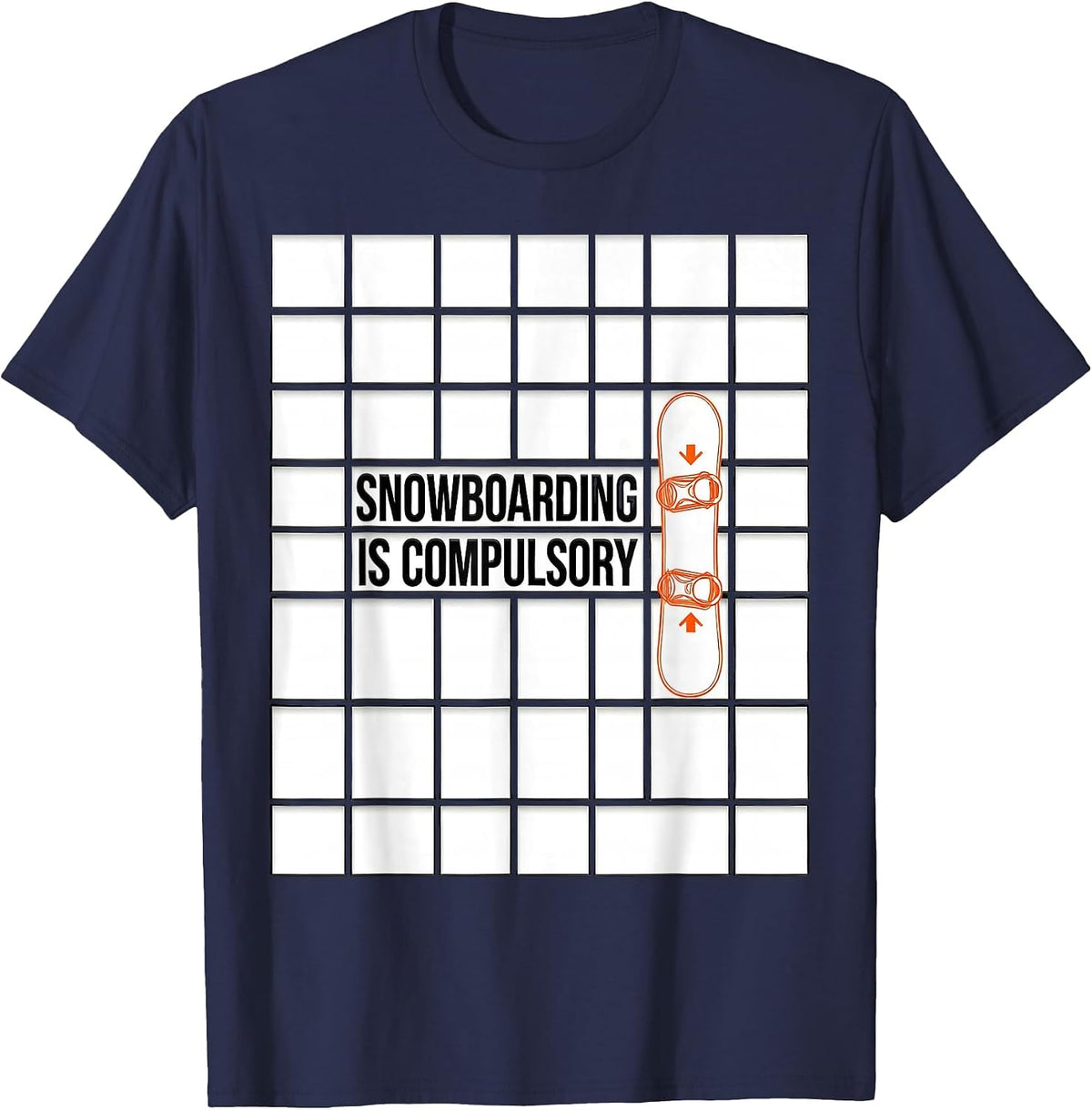 Snowboarding Is Compulsory Geometric Snowboarder Pride T-Shirt - Navy Blue
