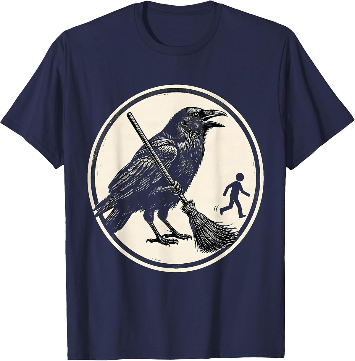 Sealed Crow Gothic Humor Dark Novelty T-Shirt - Navy Blue