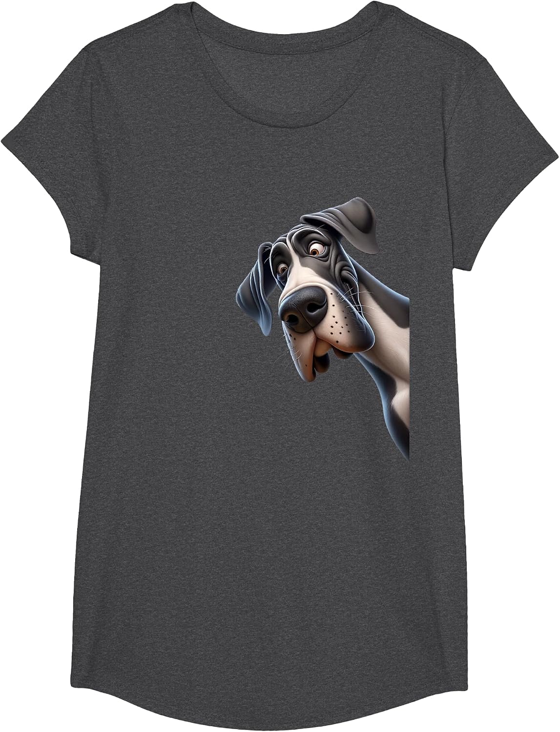 Goofy Giant Adorable Large Gentle Dog Lover Great Dane T-Shirt - Girls Dark Heather Grey