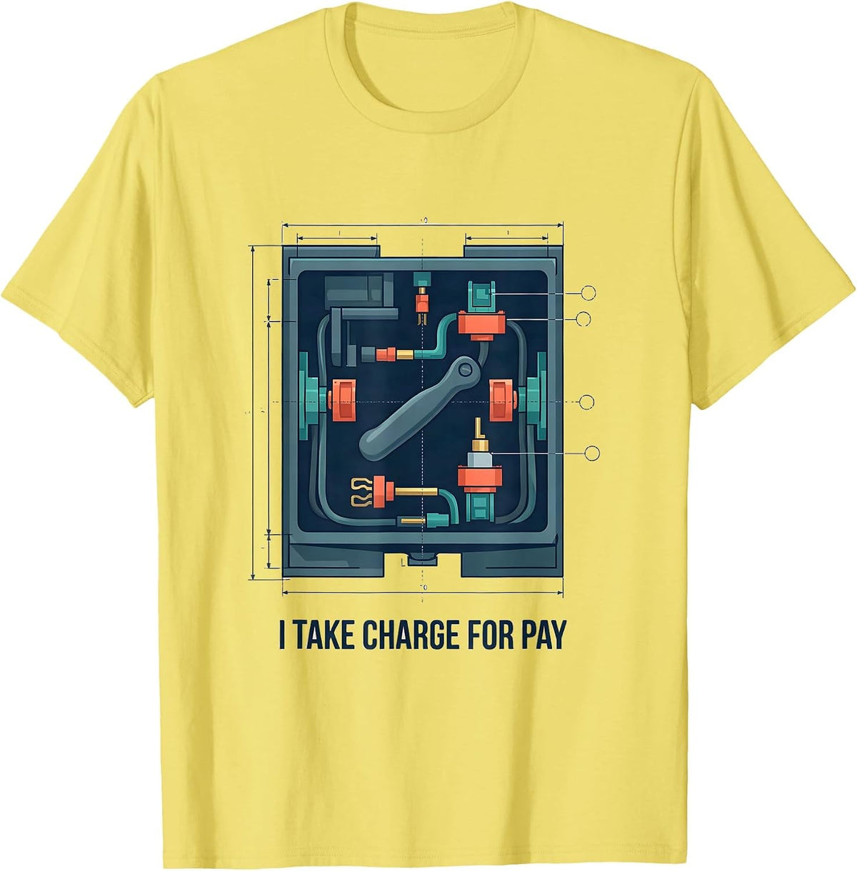 Men's I Take Charge For Pay Funny Electrician Lineman Gift T-Shirt - Lemon Yellow