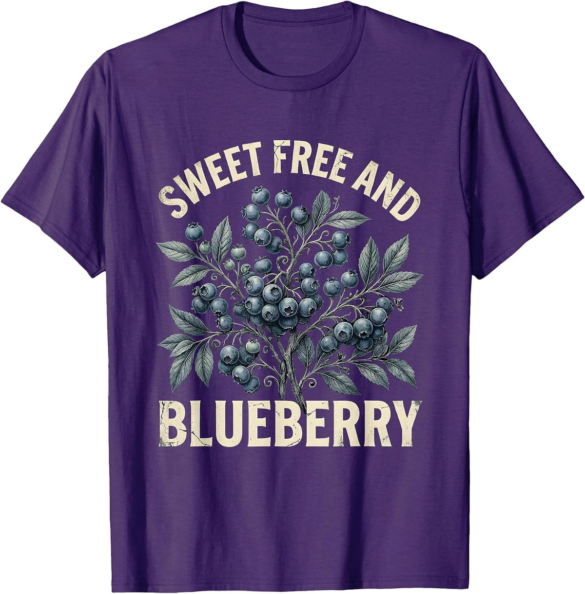 Sweet Free and Blueberry Red White and Blue Design T-Shirt - Purple