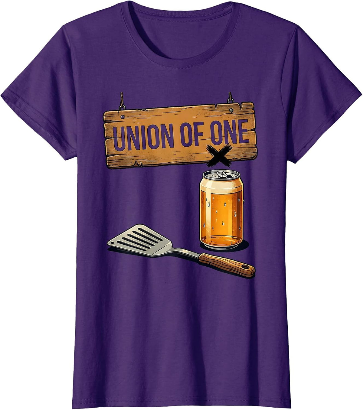 Women's Union of One Midcentury Modern Grill Spatula Beer Lover T-Shirt - Purple