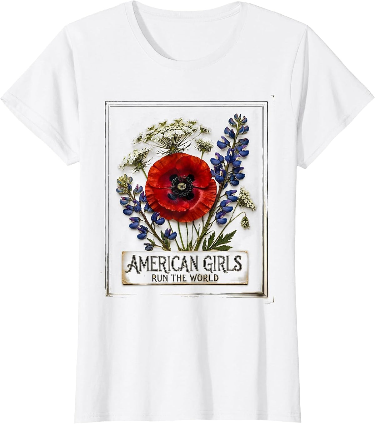 American Girls Run The World Patriotic Design T-Shirt - White