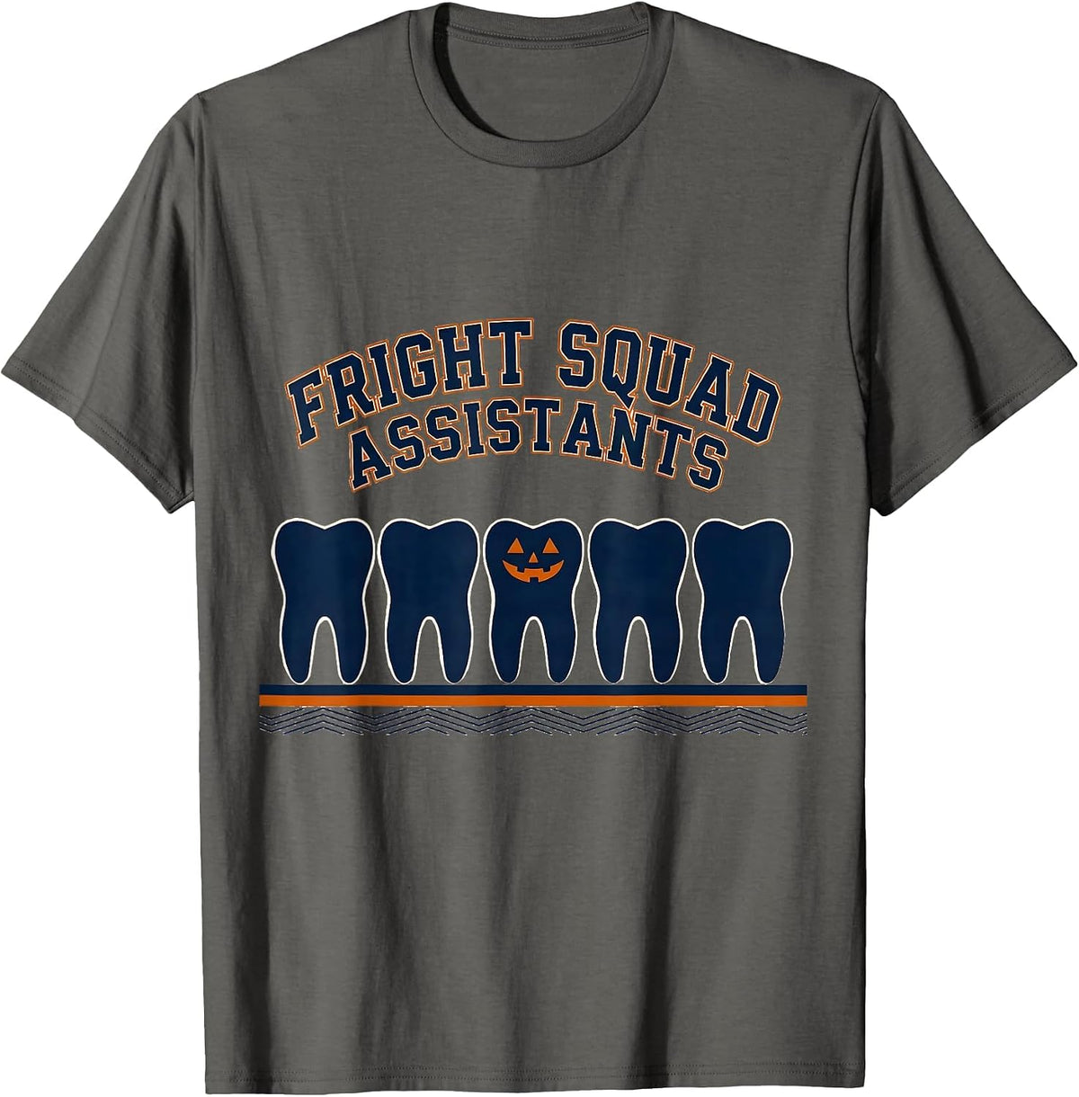 Men's Fright Squad Assistants Sports Dental Hygienist Halloween T-Shirt - Asphalt Grey