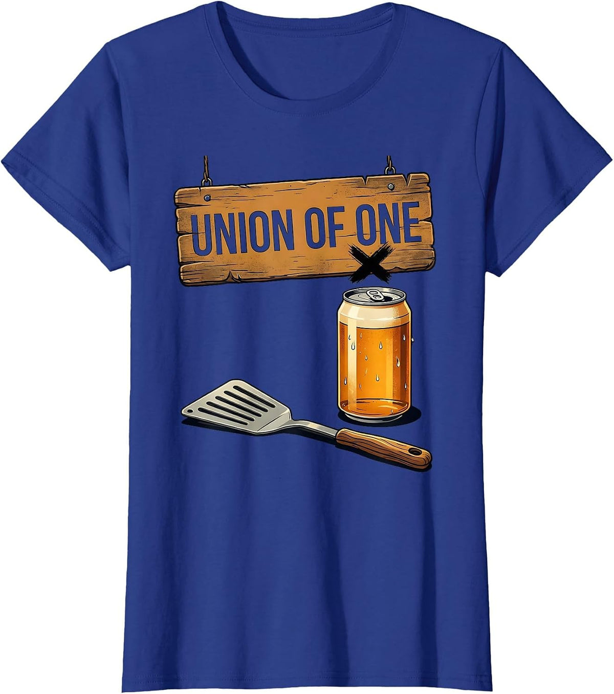 Women's Union of One Midcentury Modern Grill Spatula Beer Lover T-Shirt - Royal Blue