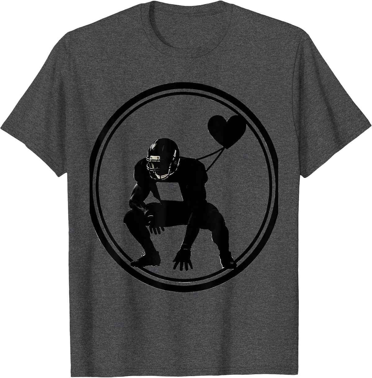 Men's Sealed Offensive Lineman Heart Line Football Mom T-Shirt - Dark Heather Grey