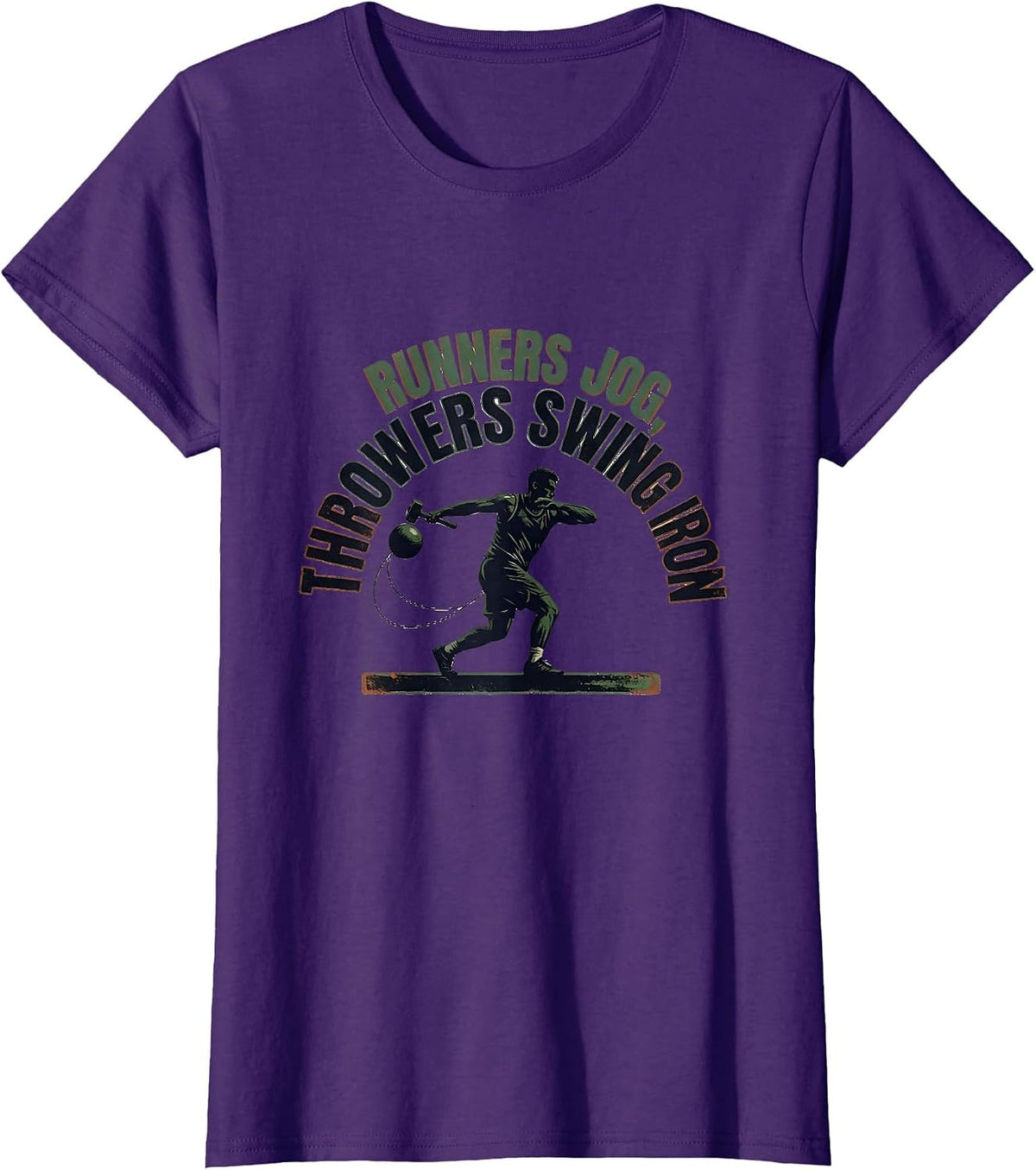 Women's Runners Jog Throwers Swing Iron Vintage Track And Field T-Shirt - Purple