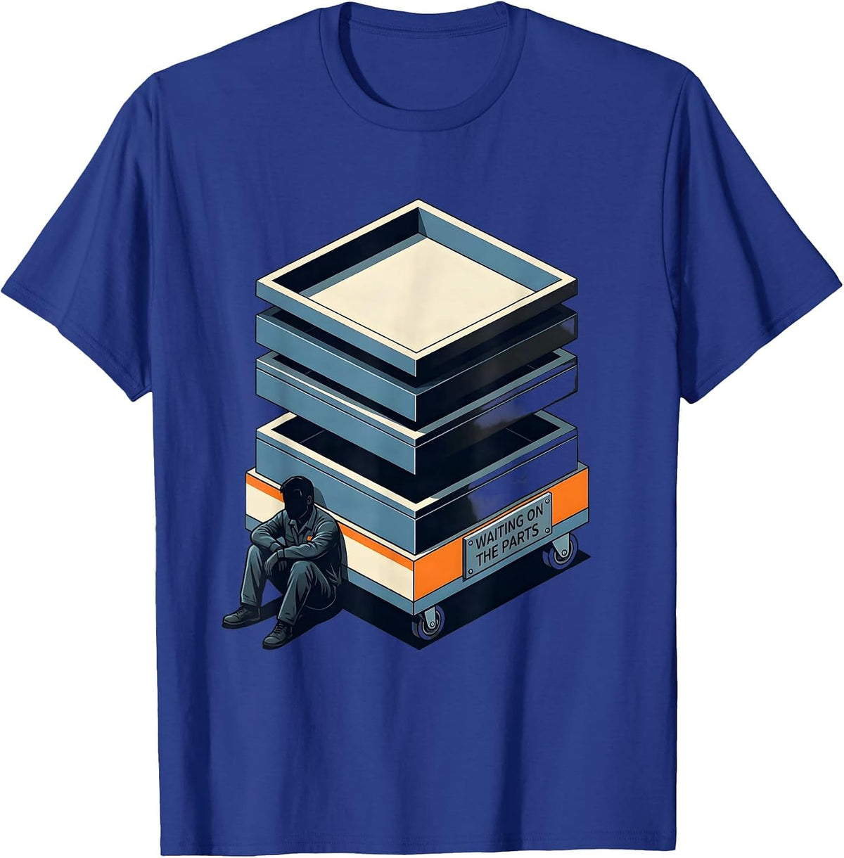 Waiting On The Parts Funny Mechanic Skeleton Auto Repair T-Shirt - Royal Blue