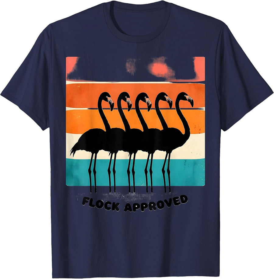 Flock Approved Funny Flamingo Lover Summer Vacation Gift T-Shirt - Navy Blue