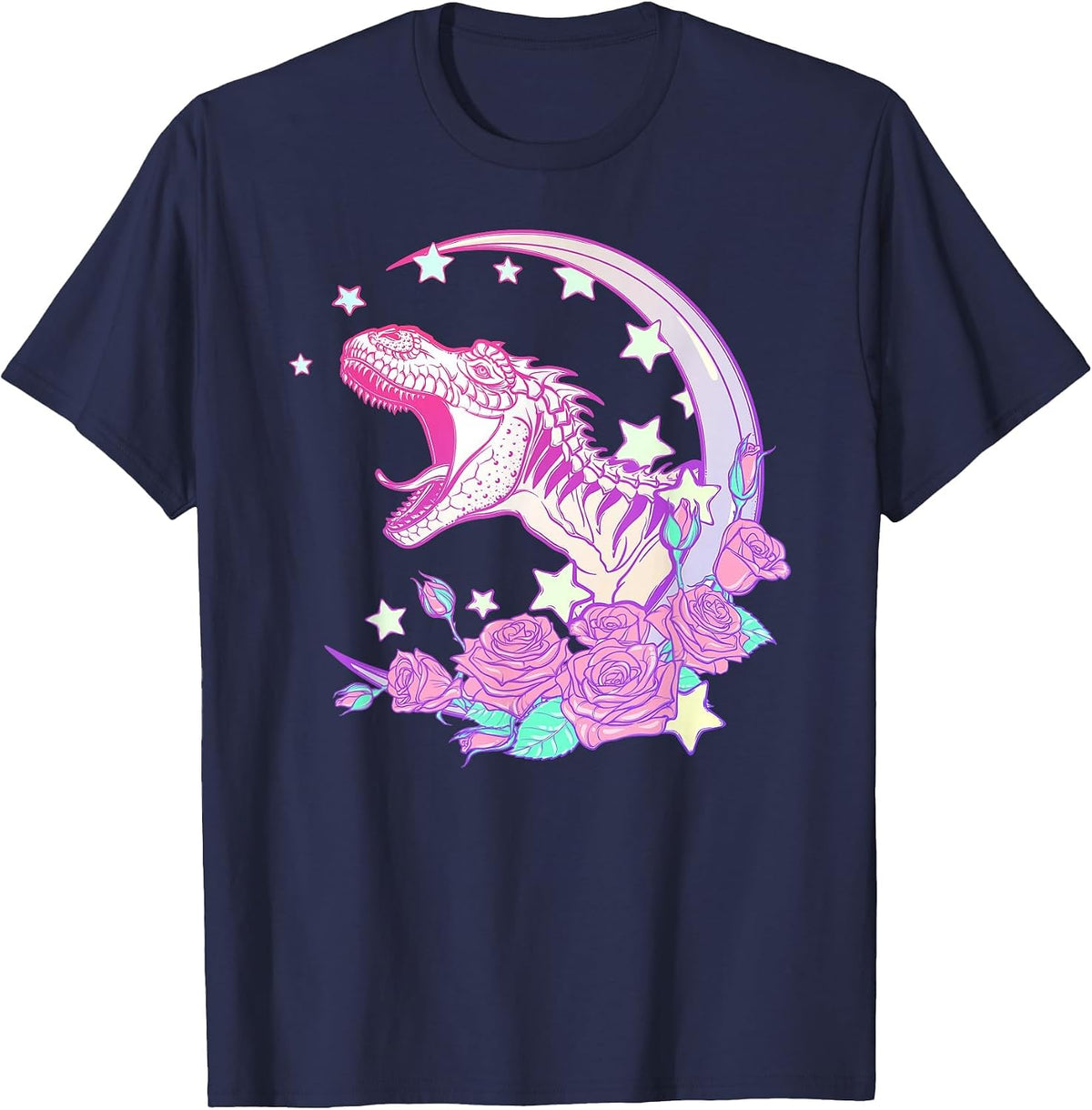 Pastel Goth Trex Tshirt - Vaporwave Aesthetic T-Shirt - Navy Blue