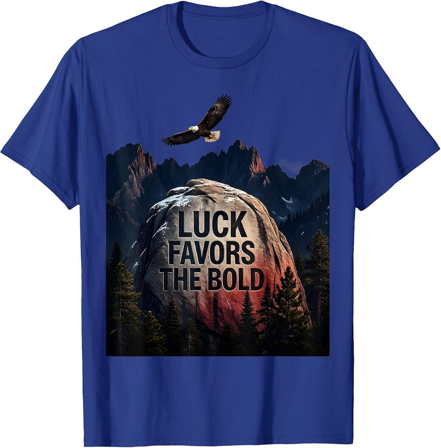 Luck Favors the Bold Gambling Design T-Shirt - Royal Blue
