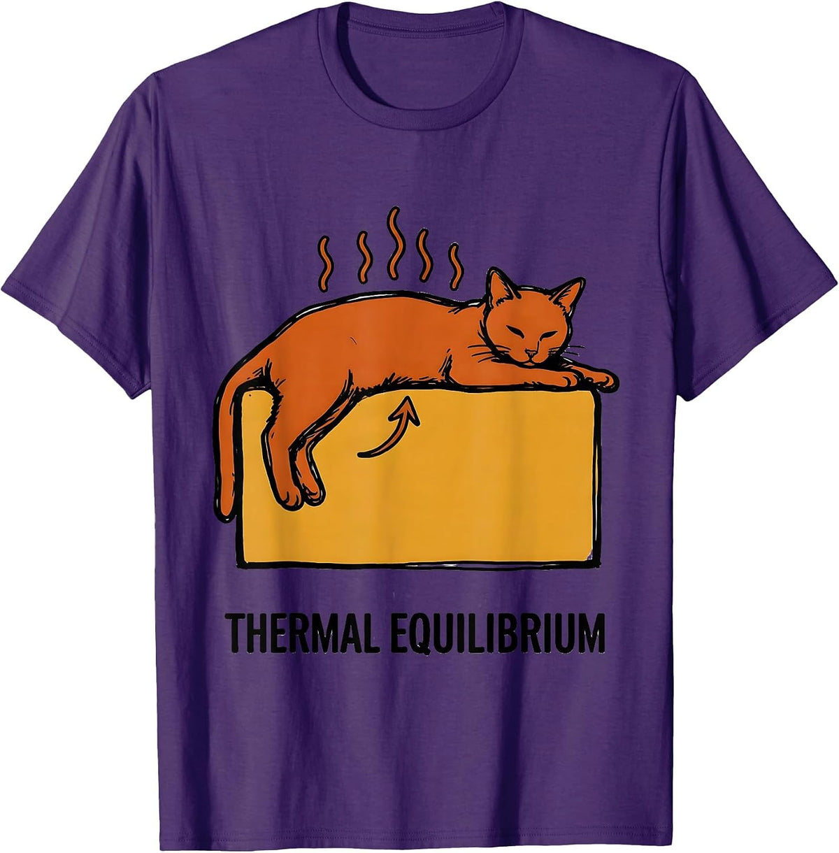 Men's Thermal Equilibrium Funny Science Cat Teacher Student Math T-Shirt - Purple