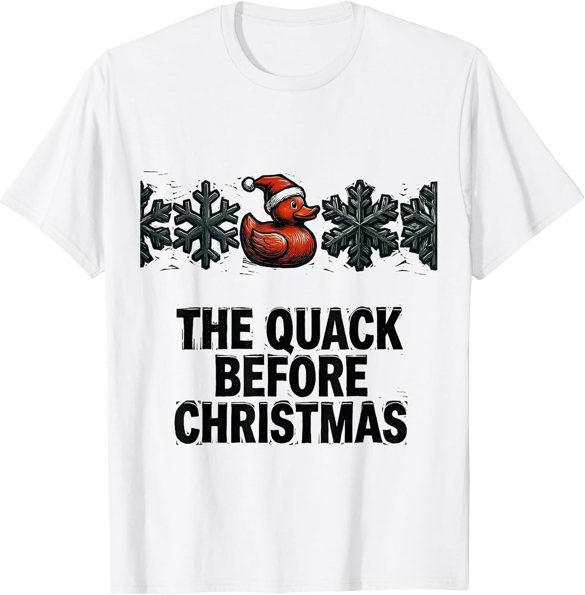 Men's The Quack Before Christmas Linocut Funny Duck Lover Pajama T-Shirt - White
