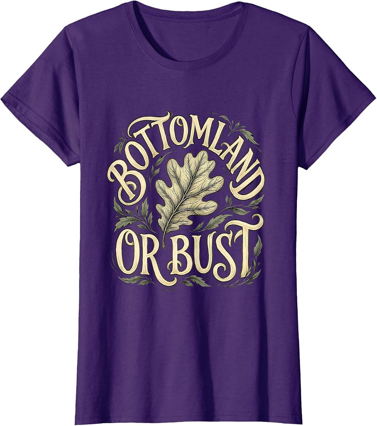 Women's Bottomland or Bust Camo Hunting Design T-Shirt - Purple