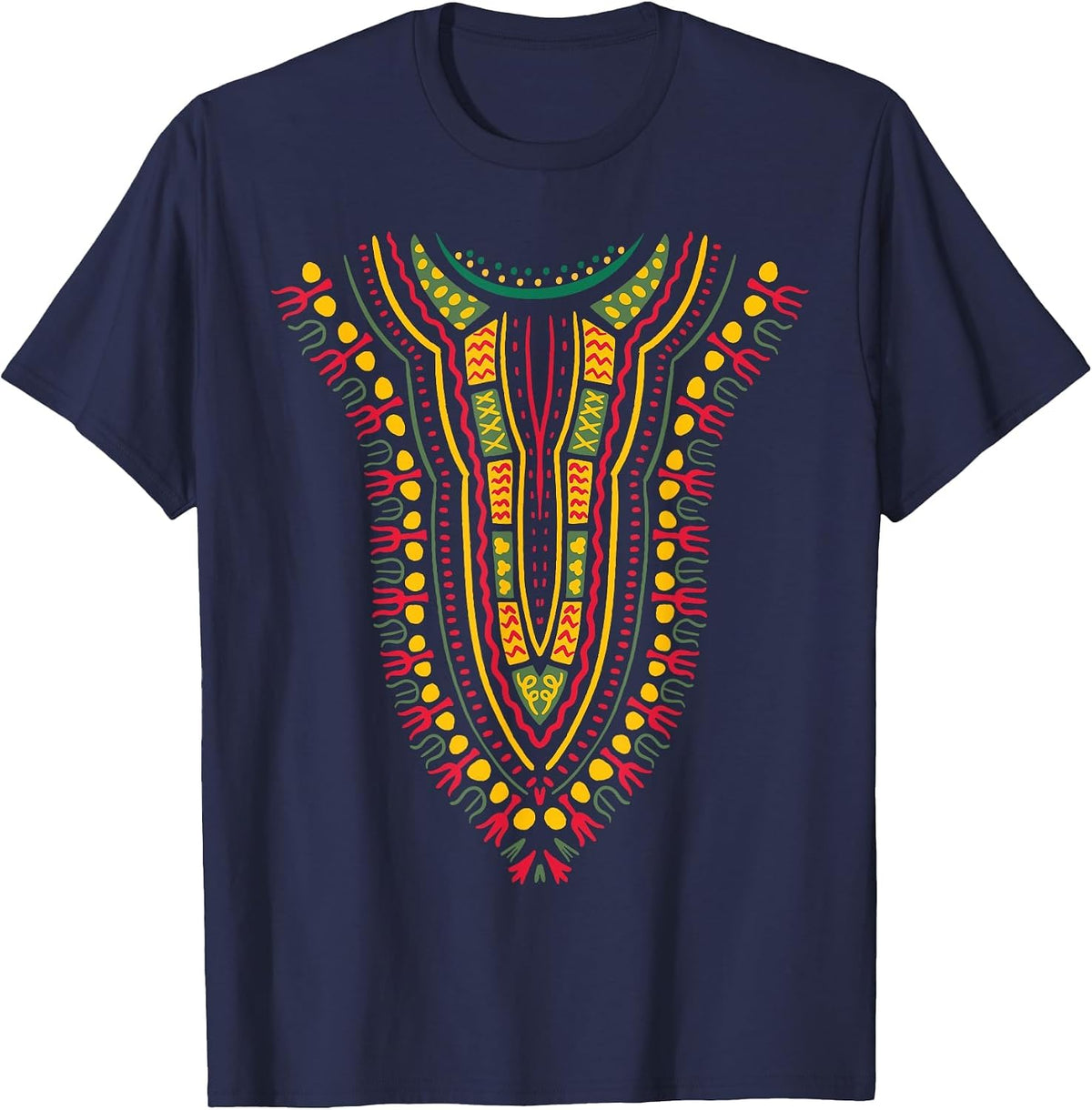 Dashiki Print Kente Ethnic African Pride for Kids Boys Girls T-Shirt - Navy Blue