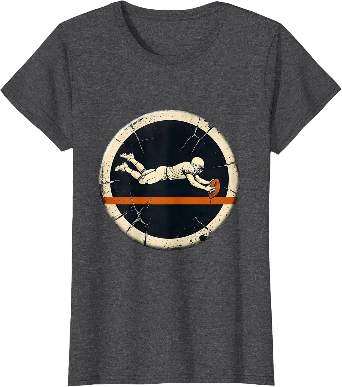 Women's Diving Lineman Football Fan Humor Parody T-Shirt - Dark Heather Grey