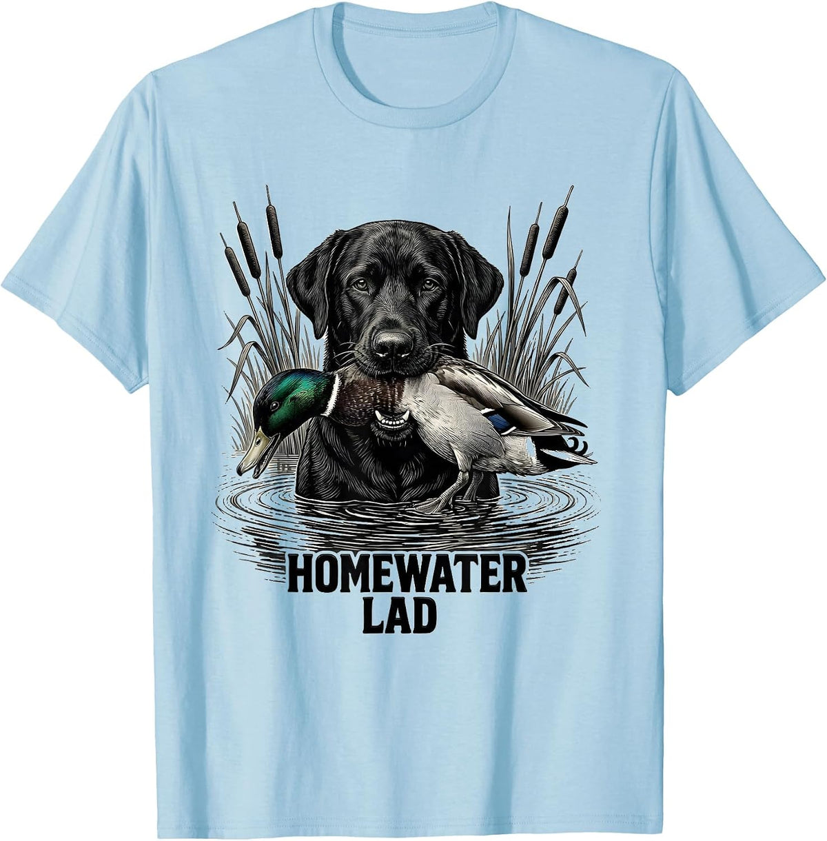 Men's Homewater Lad Monochromatic Black Lab Duck Hunting Southern T-Shirt - Baby Blue