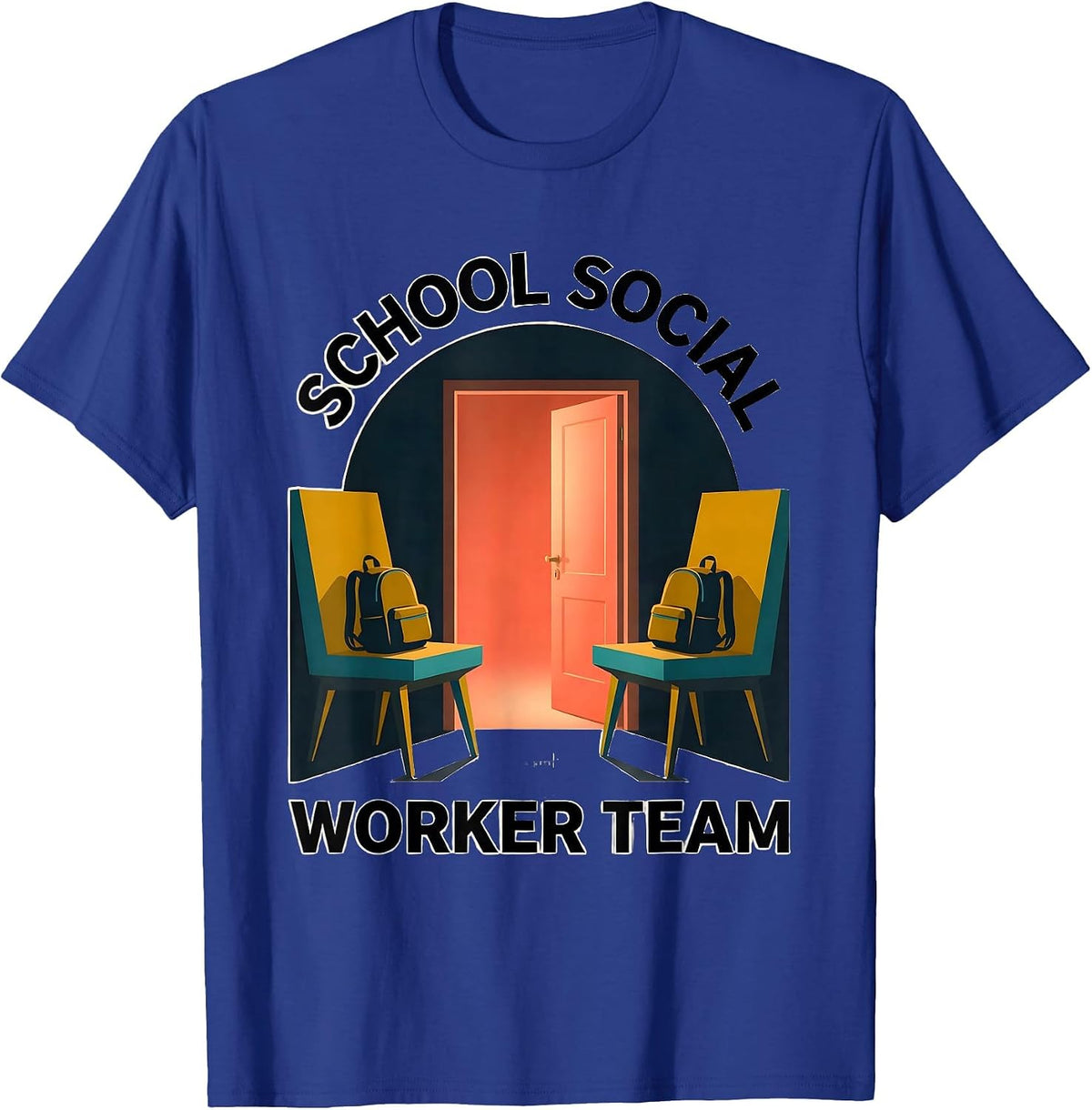 Men's School Social Worker Team Midcentury Modern Staff T-Shirt - Royal Blue