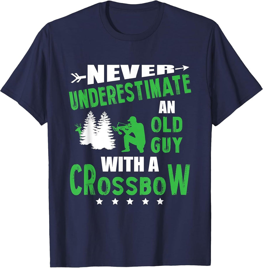 Archery Crossbow Old Guy Medieval Archery T-Shirt - Navy Blue