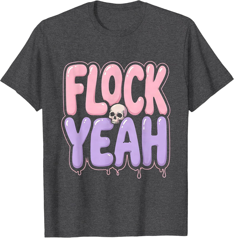 Men's Flock Yeah Flamingo Lover Design T-Shirt - Dark Heather Grey