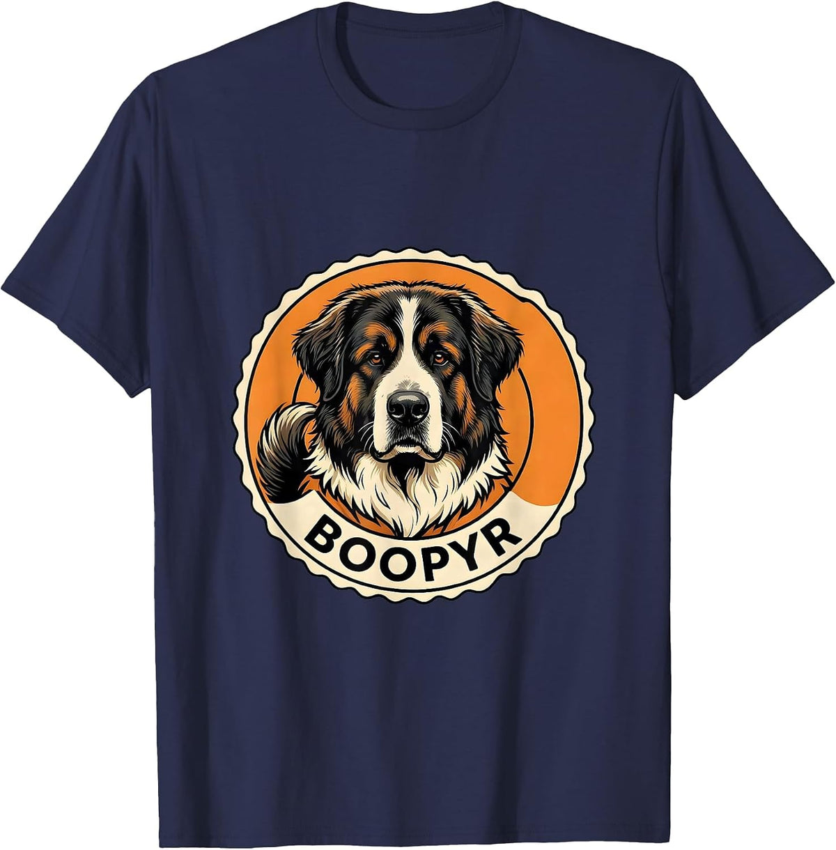 BooPyr Ligne Claire Great Pyrenees Halloween Dog Lover Gift T-Shirt - Navy Blue
