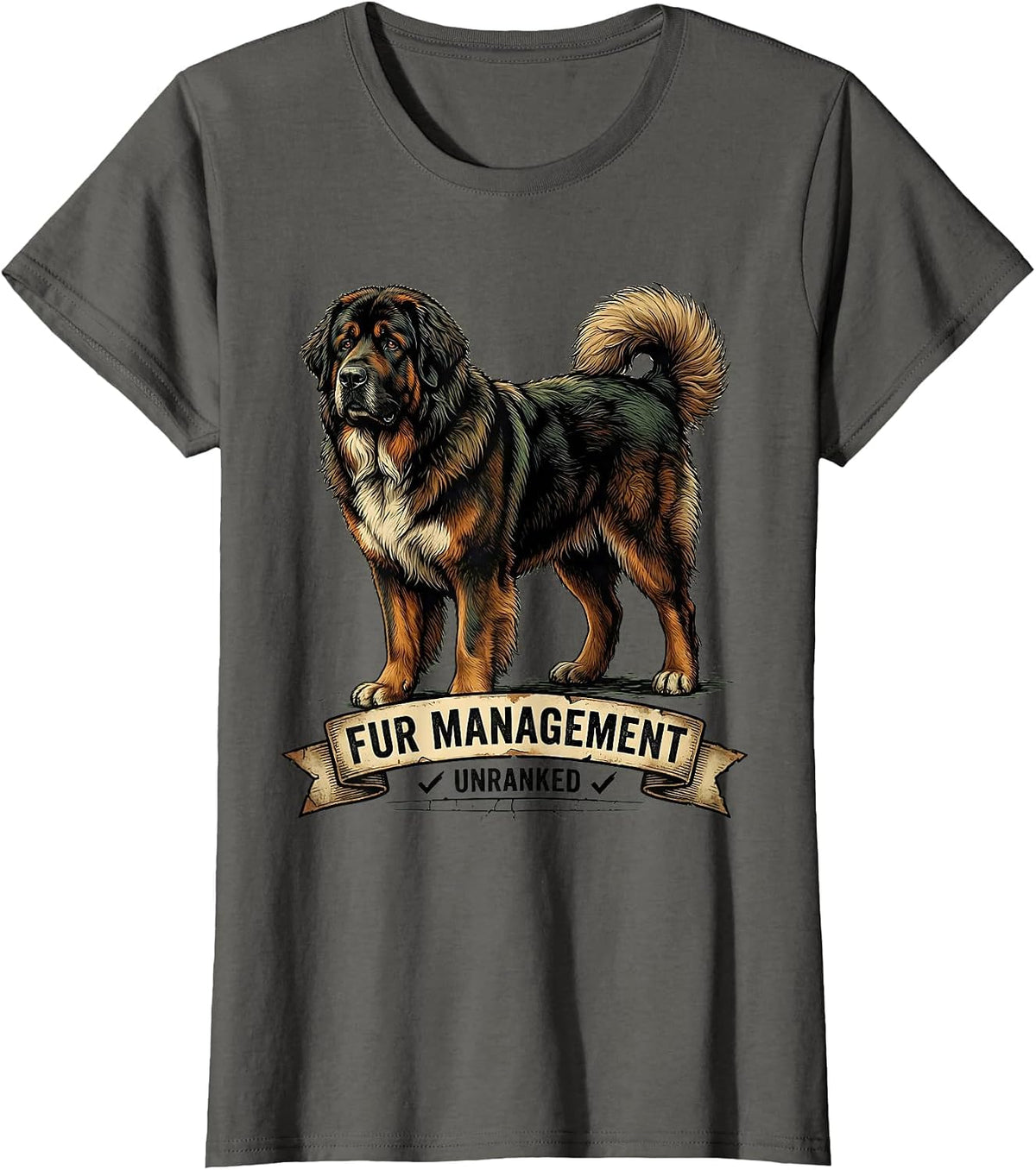 Women's Fur Management, Unranked Funny Great Pyrenees Dog Owner T-Shirt - Asphalt Grey