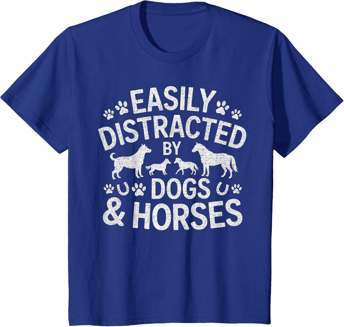 Easily Distracted By Dogs and Horses T-Shirt - Royal Blue